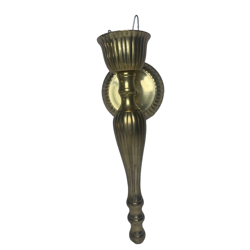 Vintage India Brass 10" Wall Sconce Heavy Brass Candlestick Holder MCM